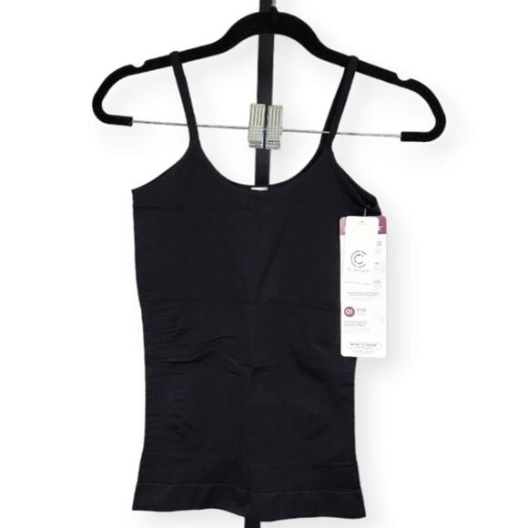 Curveez Incredibly Slimming Cami Tank Top in Black High Compression Size 2XL New - Picture 2 of 12